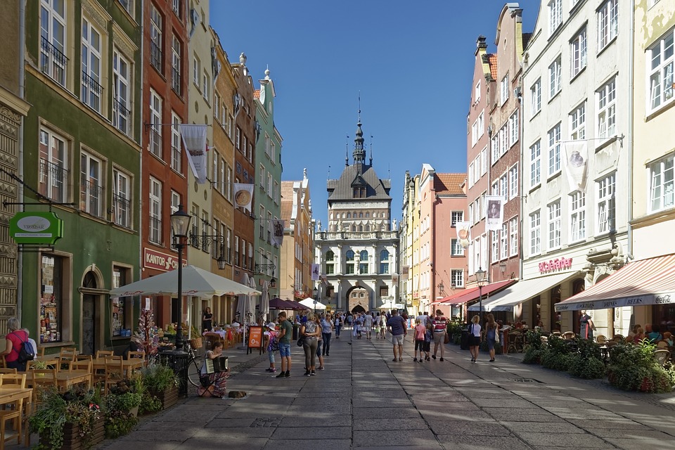 Flott arkitektur i gamlebyen i Gdansk
