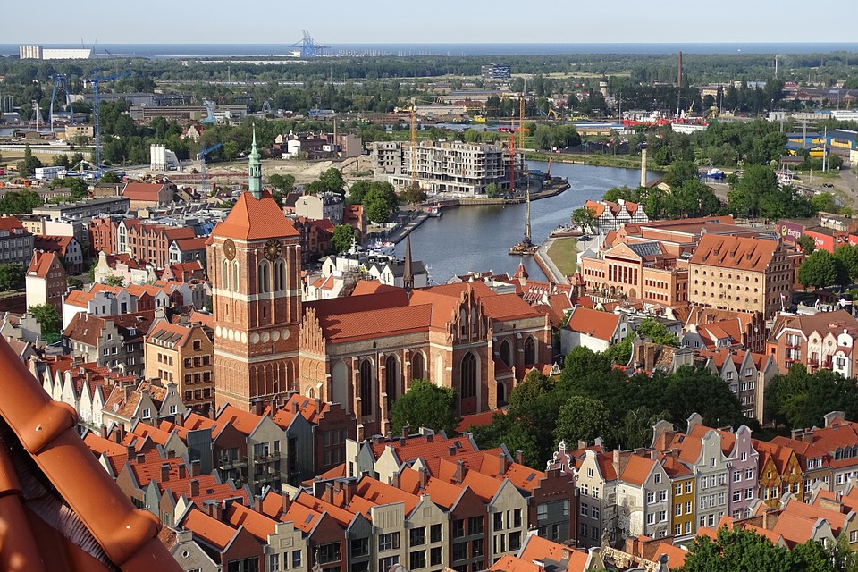 Oversiktsbilde av Gdansk, Polen