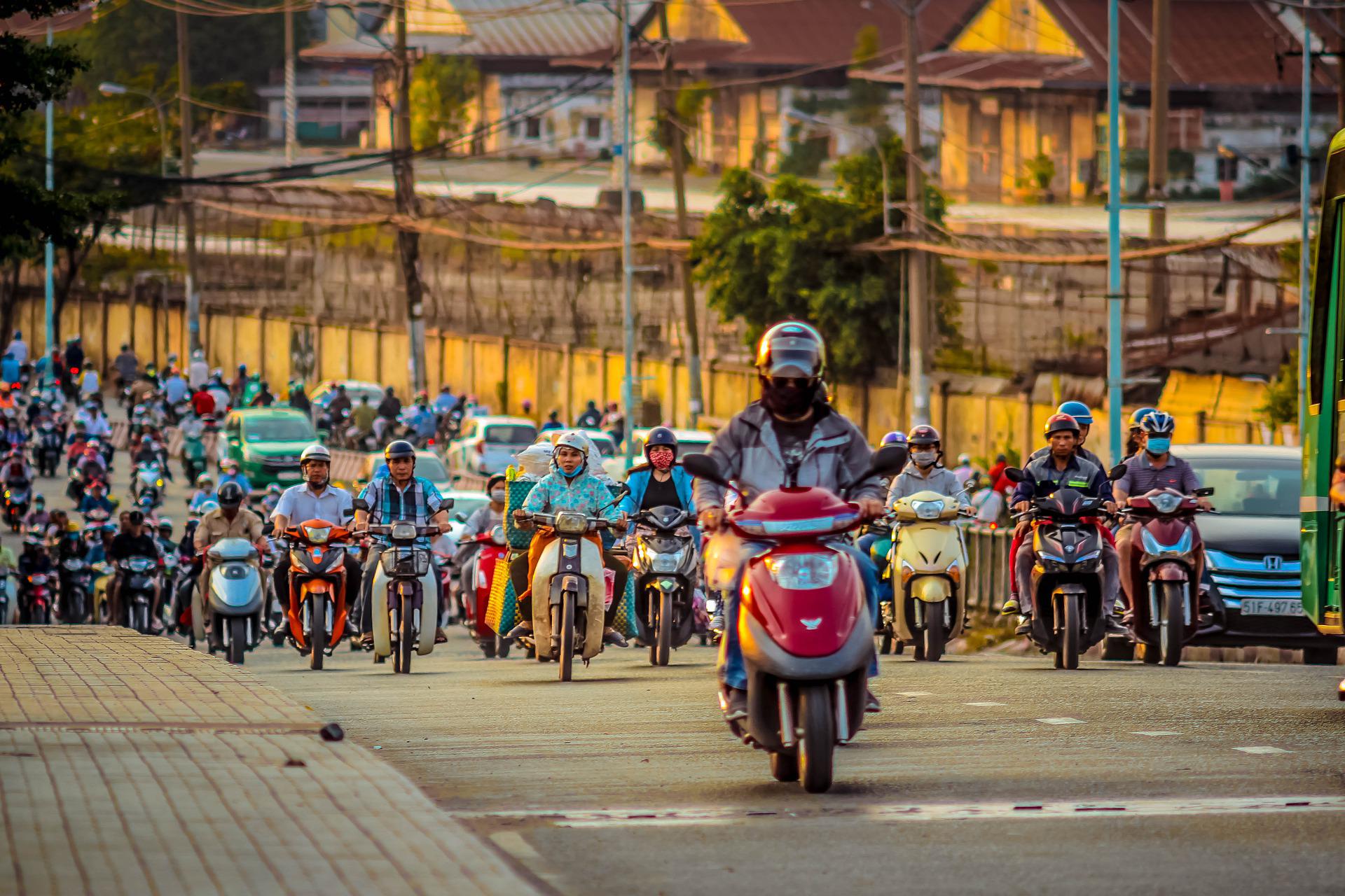 Kaotisk i trafikken i Ho Chi Minh