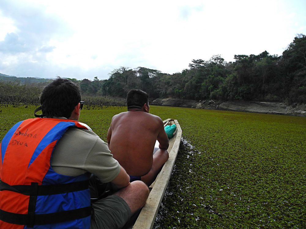 I kano langs elven i Panama