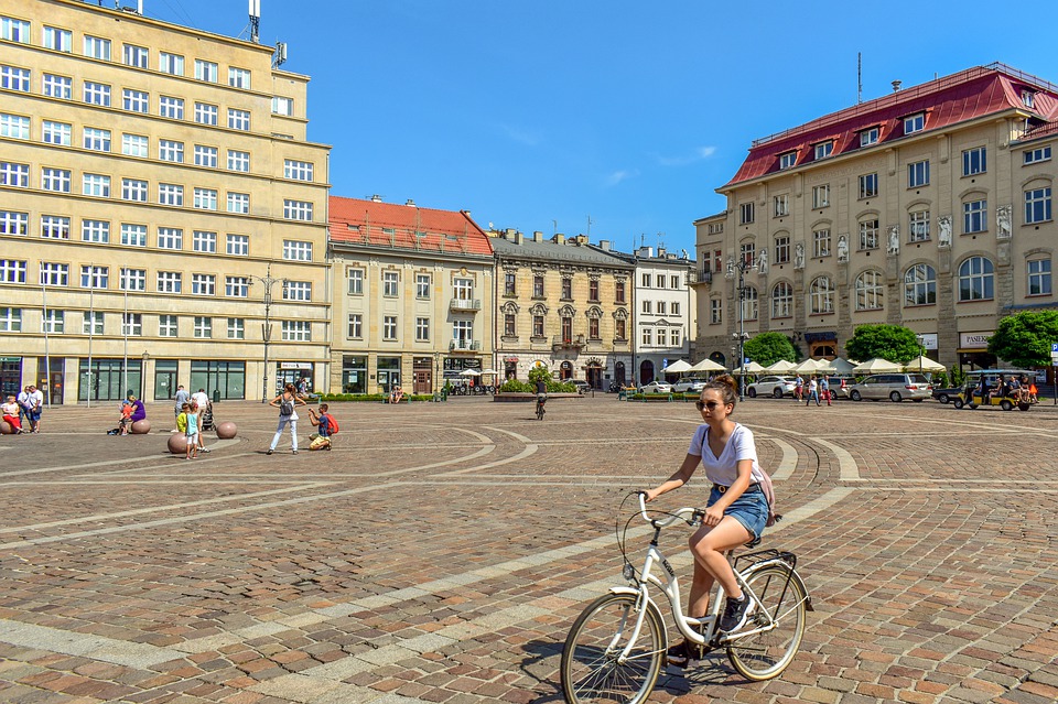 På sykkeltur i Krakow, Polen