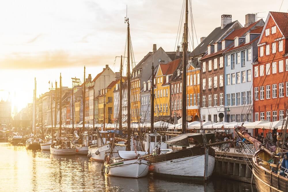 København, solnedgang, gamlebyen, Danmark