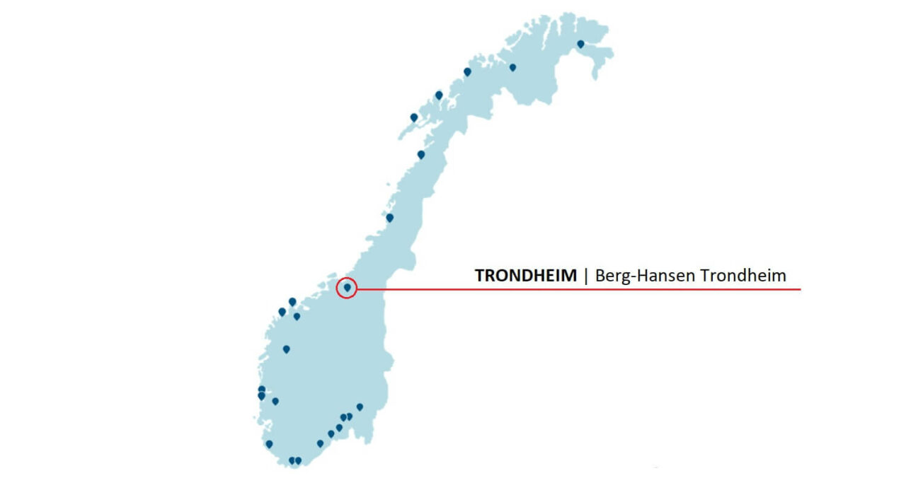Berg-Hansen Trondheim merket på kartet