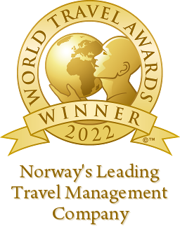 Illustrasjon som viser vinner av World Travel Awards, beste Travel Management i Norge